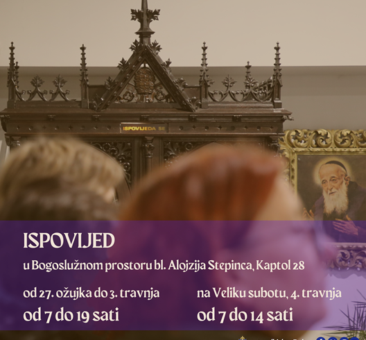 Raspored ispovijedanja uoči Uskrsa